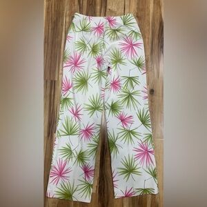 Talbots Vintage Silk Cotton Trousers Floral Stretch Colorful Lined Womens 10